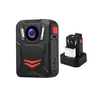 Caméra de Vision Nocturne montée sur Le Corps, 2K 1440P, 2 Batteries avec Station de Chargement GPS, caméra de Police(Built in 64GB)