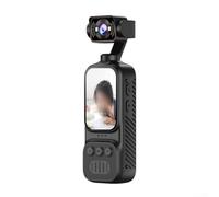 Caméra de vlogging 2K avec stabilisation intelligente, caméra d'action de poche rotative avec écran de 2", vidéo 1080p et contrôle vocal pour enregistrements de voyage, sport, travail, noir