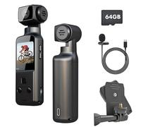 Caméra de vlogging 4K, équipée d'une caméra Pov à carte mémoire de 64 Go, caméras corporelles avec audio et vidéo, rotation à 270 ° Pov Pro 4K, adaptée pour les sports de plein air, le cyclisme, les