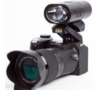 Caméra de vlogging, Zoom Optique 24X Téléobjectif Grand Angle Appareil Photo numérique Professionnel SLR Lampe de Poche Enregistreur 33MP 1080P 3quot;Filtrer(64G SD Card,with Flashlight)