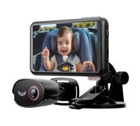 Caméra de Voiture pour Bébé avec Miroir à écran Tactile de 5,5" IPS avec Suivi du Visage 1080p, Alertes pour éliminer Bébé/Animal de Compagnie, Zoom 4X, Contrôle Vocal,Anti-Vol, WiFi,- Akeyo BMC-X