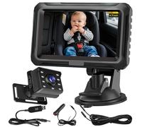 Caméra de voiture pour bébé HD 1080p avec miroir, écran de 4,3 pouces, vision nocturne et grand angle de 150 °, caméra arrière sans fil avec moniteur, moniteur de sécurité pour babyphone, Plug & Play