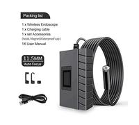 Caméra d'égout, 2,0 MP 1080P HD 5. Endoscope industriel de 5mm Wifi Borecope IP67 Caméra de serpent câble semi-rigide imperméable Pour Canalisations(1m,11.5mm)