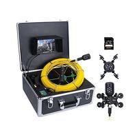 Caméra d'égout, 7 pouces DVR 30M 1080P HD Double lentille de vidange d'égouts d'égout d'endoscope industriel donoscope inspection caméra vidéo avec 1 6G SD Carte Pour plombier(50m)