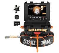 Caméra d'égout avec émetteur Sonde 512 Hz, câble de 7 mm d'épaisseur | Caméra endoscope étanche IP68 avec lumières 30 m Câble 8500 mAh DVR et enregistreur audio Endoscope 12 LED