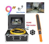 Caméra d'égout Caméra de la caméra d'égout Inspection tuyau vidéo avec compteur 9inch Monitor 51 2hz Localisation tuyaux 2 mm IP68 HD 1000TVL 1 2pcs LED Lumières(30m)