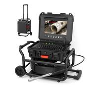 Caméra d'égout HD, Camera d'inspection Canalisation 50M, Camera d'inspection de Tuyau avec Compteur de Mètre, Autonivelant, Émetteur 512Hz et Clavier, Endoscope de Drainage avec Poignée Rétractable