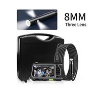 Caméra d'égout, NTS500 5. 5 mm double et trois Endoscope objectif industriel 2 0MP Caméra d'inspection 5 pouces 128 0P LCD HD Endoscope imperméable à l'eau avec 6 LED(1m,8mm three lens)