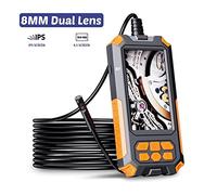 Caméra d'égout, P40 Industrial Endoscope Simple & Dual Lentille Caméra Borescope 108 0P HD 43 "IPS Écran IP68 Imperméable LED Lumières 2600mAh Batterie(2m,P50 4.5Inch Rigid)