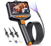 Caméra d'endoscope avec lumière, 4,3 pouces IPS 1080P HD endoscope à main avec 8 LED réglables, câble serpent semi-rigide de 16,4 pieds, IP67 étanche, caméra d'inspection automobile