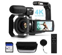 Caméra D'enregistrement Vidéo Numérique 18x Zoom 4 Pouces Tactile | Batterie Rechargeable Li-ion, Micro Intégré et Externe, Carte Mémoire 128 Go, Stabilisateur et Pare-soleil