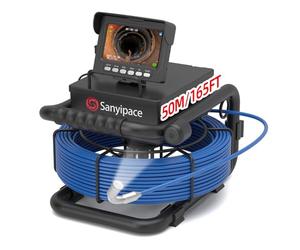 Caméra d'inspection Canalisation, Sanyipace 4.3" Écran Caméra d'inspection avec Lumières LED, DVR & Enregistreur Audio, Batterie de 5600mAh, Camera de Tuyau 1000TVL avec Carte SD 32 Go, 50M/165FT