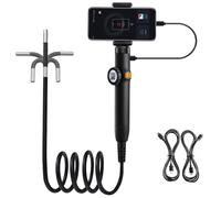 Caméra d'inspection endoscope à double objectif, caméra endoscopique articulée à 360°, endoscope avec lumière, objectif de 6 mm, sonde étanche IP67, lumière 6 LED, pour téléphones Android/iOS (1 m)