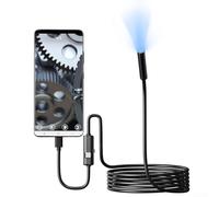 Caméra d'inspection endoscope de type C 5,5 mm HD avec 6 LED étanche pour téléphone Android, tuyau de vidange, mur, réparation automobile, câble de 1 m (câble rigide de 2 m)