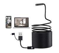 Caméra d'inspection endoscope USB 3 en 1 avec lumière LED, 8 mm 1200p étanche HD caméra de drainage endoscope câble semi-rigide pour téléphone portable, tablette, ordinateur de bureau