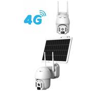 CAMERA DOME MOTORISE SOLAIRE 4G FULL HD 1080p Blanc Vidéo Surveillance IP66 MICRO SD double antennes + Panneau solaire