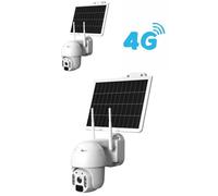 CAMERA DOME MOTORISE SOLAIRE 4G FULL HD 1080p Blanc Vidéo Surveillance IP66 MICRO SD + Panneau solaire