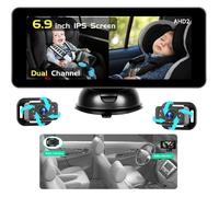 Caméra double bébé 6,86"" IPS - Écran partagé HD, vision nocturne, rotatable 360°, pour enfants/animaux, installation facile