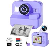 Caméra éducative à impression instantanée thermique avec carte 32G, Mini caméra vidéo numérique 1080P pour enfants, développement d'apprentissage des enfants Purple with NO Card