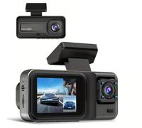 Caméra Embarquée 1080p avec Enregistreur de Conduite, écran IPS de 2 Pouces, Grand Angle de 170°, Vision Nocturne Triple Avant et Arrière (Double caméra)