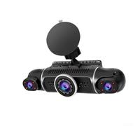 Caméra embarquée 1080p avec triple enregistrement : avant, arrière et intérieur, vision nocturne infrarouge, connexion Wi-Fi pour smartphone, caméra compacte pour voiture Noir