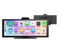 Caméra embarquée 11,26 Pouces 4K DVR sans Fil CarPlay Auto Dash Cam Bluetooth Audio Navigation GPS Enregistreur vidéo à Double Objectif(K39-4K Full Set,with 32G TF Card)