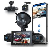 Caméra embarquée 4 canaux avec caméra Avant et arrière, caméra Avant 1080P avec contrôle WiFi et Application, Enregistrement en Boucle à 360 degrés, capteur G, Vision Nocturne, Mode Parking 24h/24