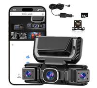 Caméra embarquée 4 canaux avec Wi-FI et Vision Nocturne - Dashcam Voiture 360 degrés pour Une Protection sans Angle Mort, WDR, capteur G, Mode Parking 24h/24, kit de câblage Inclus (64GB,Set-1)