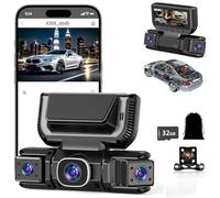 Caméra Embarquée 4 Canaux avec Wi-FI Et Vision Nocturne, Dashcam Voiture sans Fil, Vision À 360°, Ultra Grand Angle 170°,Enregistrement en Boucle Caméra Embarquée, 24h Mode Parking (A,4 Canaux)