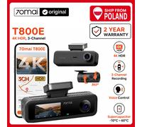 Caméra embarquée 70mai Dash Cam 4K T800E 3 canaux (avant, arrière, intérieur) 3-en-1 avec commande vocale, surveillance de stationnement 24h/24, supercondensateur, GPS et caméra arrière 1080P pour