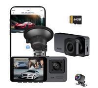 Caméra embarquée Avant arrière1080P WiFi avec Carte SD 64 Go, Double caméra de Voiture avec Surveillance du stationnement, Super Vision Nocturne, WDR, Grand Angle 170°, capteur G, Enregistrement