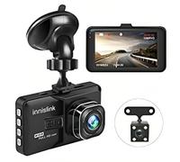 Caméra embarquée, double caméra Full HD 1080p, boîtier en métal, caméra de véhicule, caméra de tableau de bord, avec fonction de vision nocturne, enregistrement en boucle, capteur G et mode