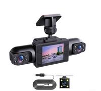 Caméra embarquée Full View 360 degrés, caméra frontale 4K UHD avec lentilles latérales 1080p, écran IPS de 3,16", détecteur de mouvement et fonction d'enregistrement de cycle (quatre objectifs)