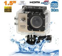 Camera Embarquée Sport LCD Caisson Étanche Waterproof 12 Mp Full HD 1080P Or + SD 8Go YONIS