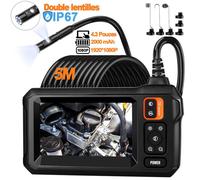 Caméra Endoscope - 1080P HD 5M- Double Objectif avec Lumière - Etanche IP67 - 4.3 pouces Ecran IPS et 8 LED Réglables