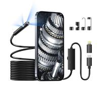 Caméra Endoscope avec lumière, caméra Endoscope 1920p avec 8 + 1 lumières LED réglables, câble Semi-Rigide de 5 m, étanche IP67 pour iPhone, iPad, Samsung, Gadgets Cool pour Homme