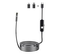 Caméra Endoscopique, 1920P avec 8+1LED, Luminosité Réglable, Camera Inspection Canalisation à Étanche, Appareil Photo D'inspection pour Smartphone Android et iOS, IP68, 3 en 1 USB(16,5 Pieds/5 m)