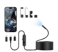 Camera Endoscopique 1920p HD, Endoscopique D'Inspection à Double Lentille, 3 en 1 USB Camera Endoscopique, De PortéE avec 8+1 LumièRes LED pour Smartphone Android Et iOS, Iphone, Ipad (16,5 Ft/5m)