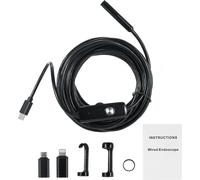 Caméra endoscopique à double objectif avec lumière pour iOS Android 1920P Caméra d'inspection étanche IP68 Caméra serpent semi-rigide 16.5FT 8+1 Lumières LED ajustables