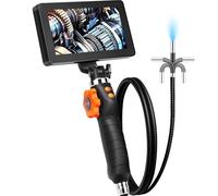 Caméra endoscopique articulée avec éclairage, endoscope bidirectionnel for l'inspection, lentille miniature de 6,4 mm, écran 5 pouces 1080p