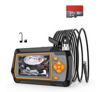 Caméra endoscopique, Caméra Borescope 1080P 4.5 / .5mm double objectif avec,3 « » IPS Écran large vision de la caméra Angle d'inspection vidéo serpent 2 Go Carte(5m,4.5mm With TF)
