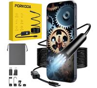 Caméra endoscopique HD 1080P IP67 FORKODA, câble Semi-Rigide de 5 m avec Aimant, Crochet et Miroir, Compatible Android et iOS, adaptée aux Moteurs et canalisations de Voiture