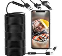 Caméra endoscopique Hikey avec IP67 6 LED Caméra endoscopique pour téléphone portable Micro-USB Type-C Caméra HD étanche pour tuyaux Câble semi-rigide Caméra d'inspection Crochet Aimant Android