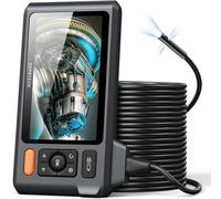 Camera Endoscopique Triple Objectif, DEPSTECH Endoscope 1080P, Écran IPS 5 Pouces, Écran Divisé, Étanche IP67, Câble Semi-Rigide 15 m, Idéal Camera Canalisation, Mallette Incluse