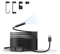 Technaxx TX-386 Caméra Endoscopique USB-C - Caméra d’Inspection avec Éclairage, Câble Semi-Rigide 5 m, 8 LED Réglables, IP67, HD pour Smartphones Android & iOS