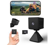 Camera Espion, 4K FHD Mini Camera Espion sans Fil avec Carte Mémoire de 64 Go, WiFI/Sans WiFI Camera de Surveillance Interieur/Extérieur, 2000mAh Batterie, Vision Nocturne, Détection Mouvement(Noir)