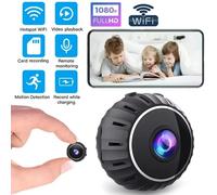 Caméra espion mini magnétique 1080P, caméra mini sans fil WiFi à vision nocturne infrarouge de 3,3 cm de diamètre, caméra de surveillance bébé, micro caméra portable Caméra HD 1080PABS