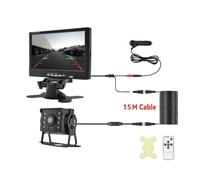 Caméra étanche Moniteur Caméra Arrière Voiture 7 Pouces pour Camion Stationnement Remorque Caméra Recul 24V avec Écran Affichage Camera de recul Voiture(15m kit)