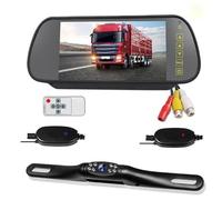 Caméra étanche Moniteur Rétroviseur sans Fil 7 Pouces + Kit Caméra Recul Voiture Vision Nocturne pour Pick-up SUV d'aide au stationnement(Full Kit)