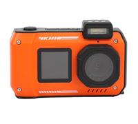 Caméra étanche, Vidéo 4K 65MP, Zoom 10x, Double écran Selfie, Batterie 2500 MAh, Lampe de Poche, Time Lapse, Plongée en Apnée, Plongée (Orange)